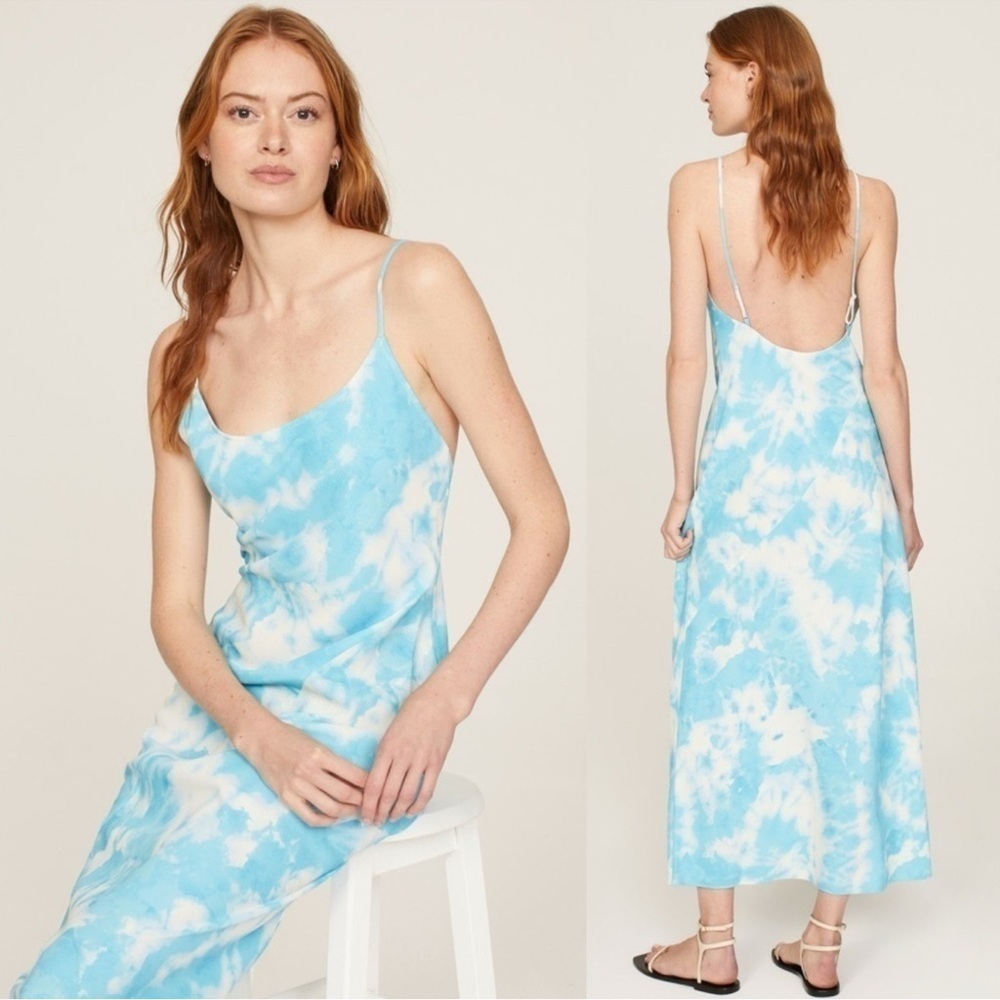 Thanking x RTR Blue and White Tie-Dye Maxi Dress